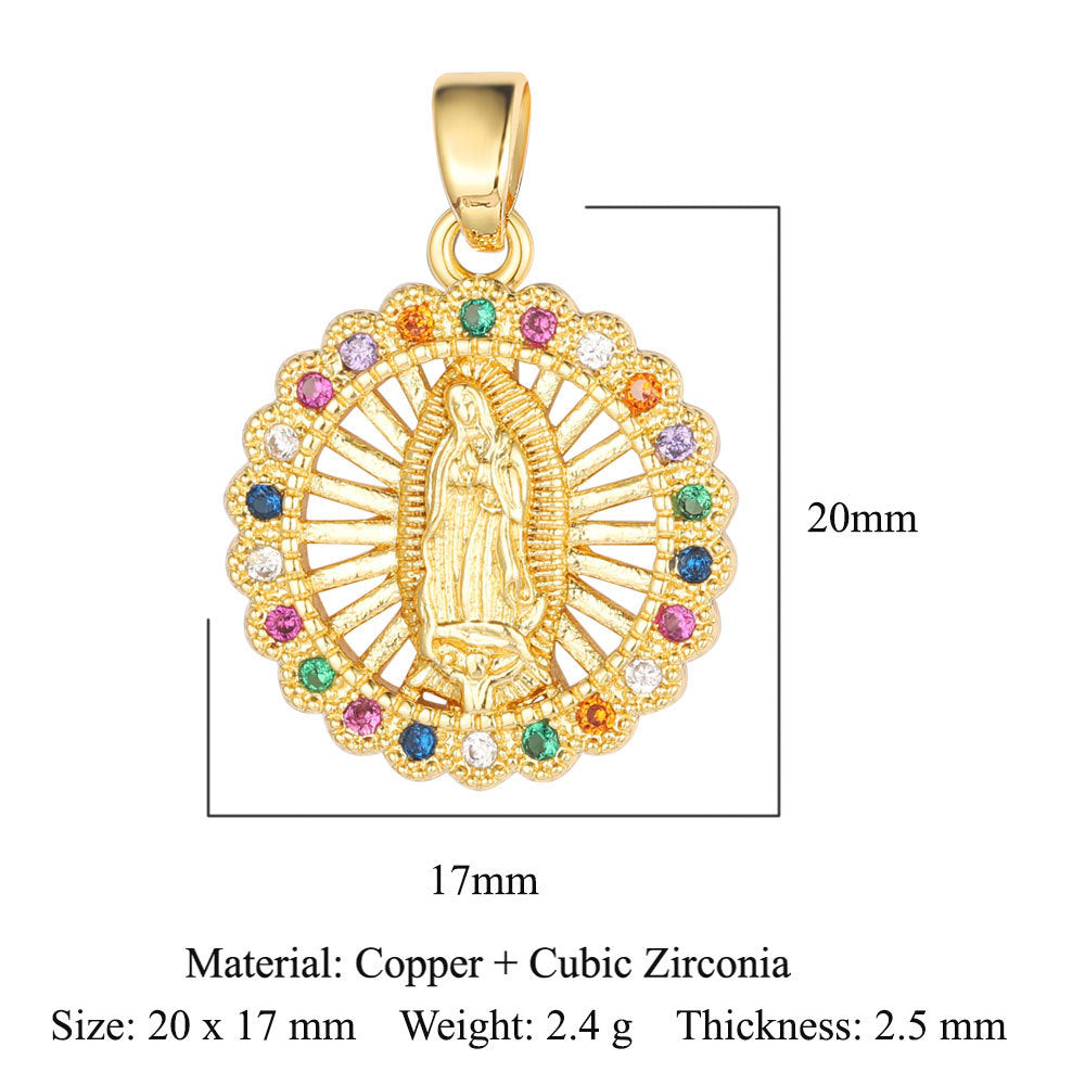 Color zirconium copper micro-inlaid zircon necklace pendant