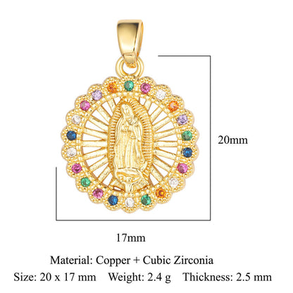 Color zirconium copper micro-inlaid zircon necklace pendant