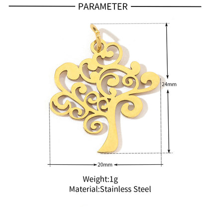 20 pcs/pack Flower Life Tree Titanium Steel DIY Pendant
