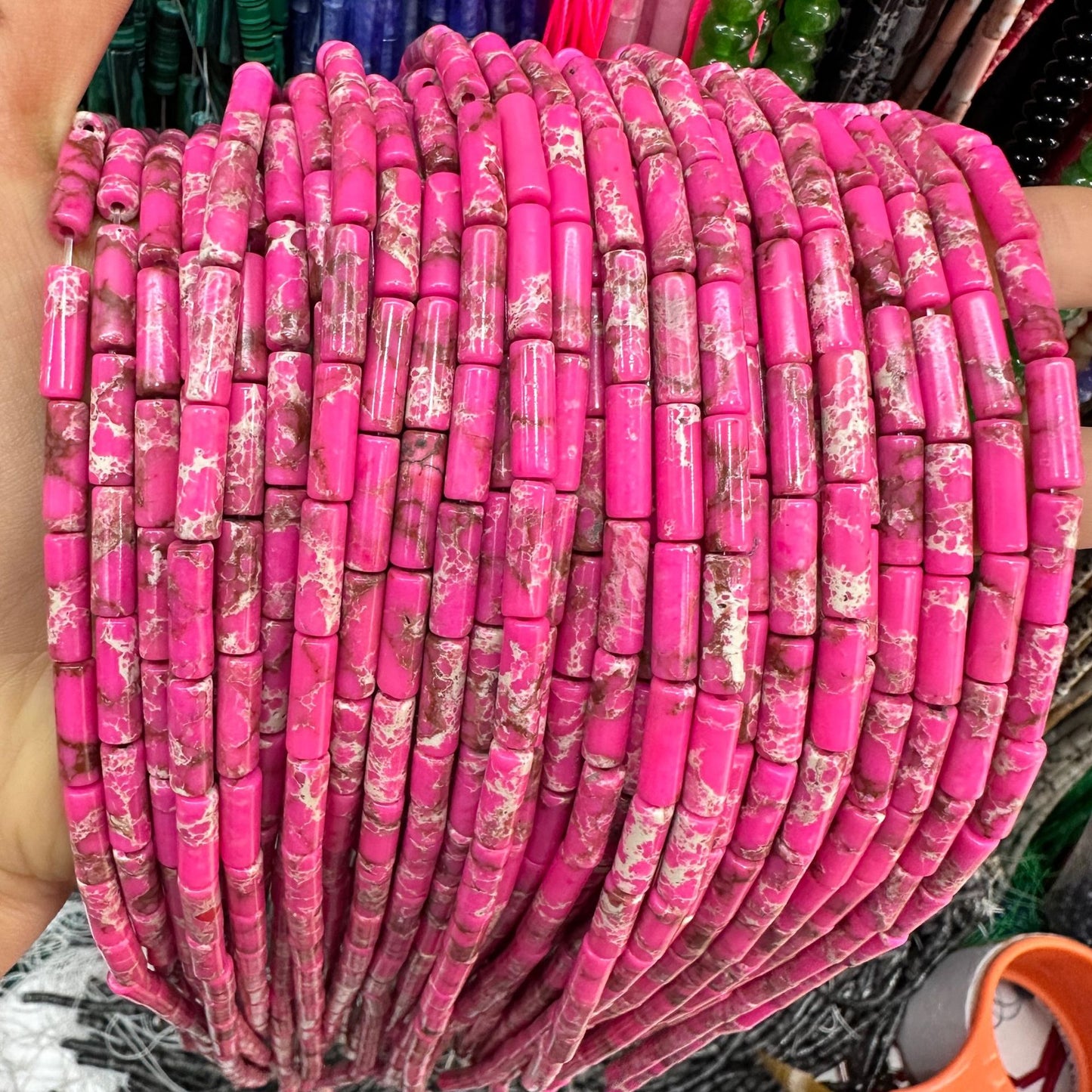 4*13MM natural stone crystal cylindrical spacer beads