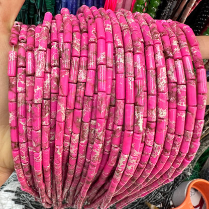 4*13MM natural stone crystal cylindrical spacer beads