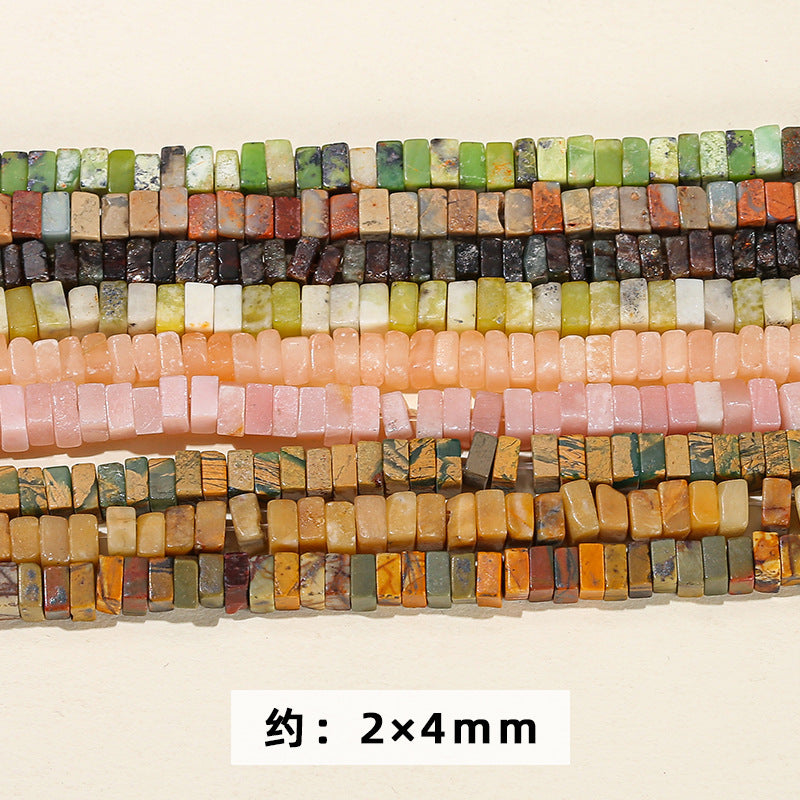 2 * 4Mm natural stone square spacer beads