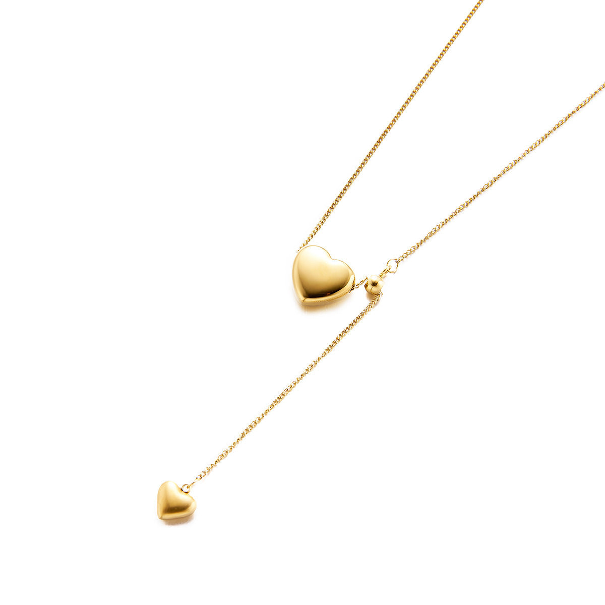 Adjustable 18K Gold Double Heart Necklace
