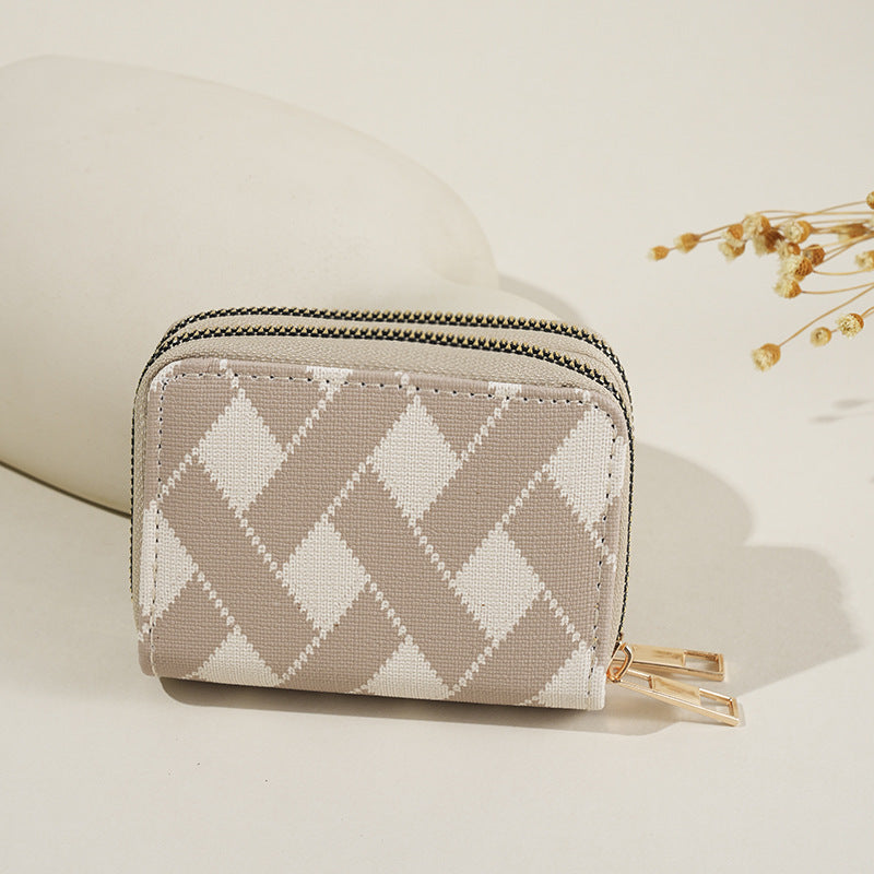 Portable double zipper multi-card wallet