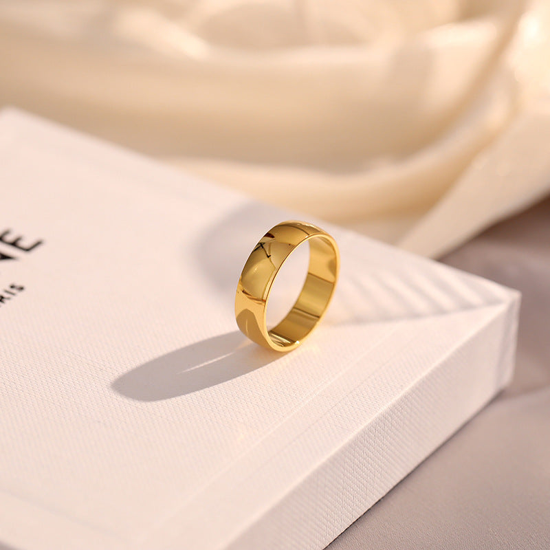 Women's Non-Fading Titanium Steel Curved Couple Ring — Simple Personalized