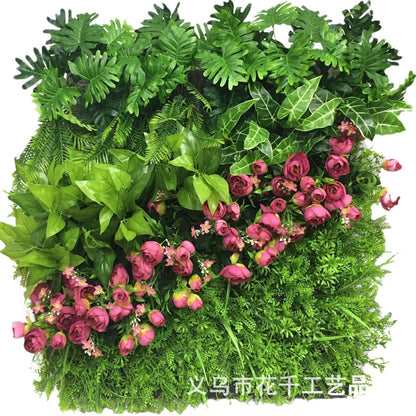 Artificial turf green wall flower wall