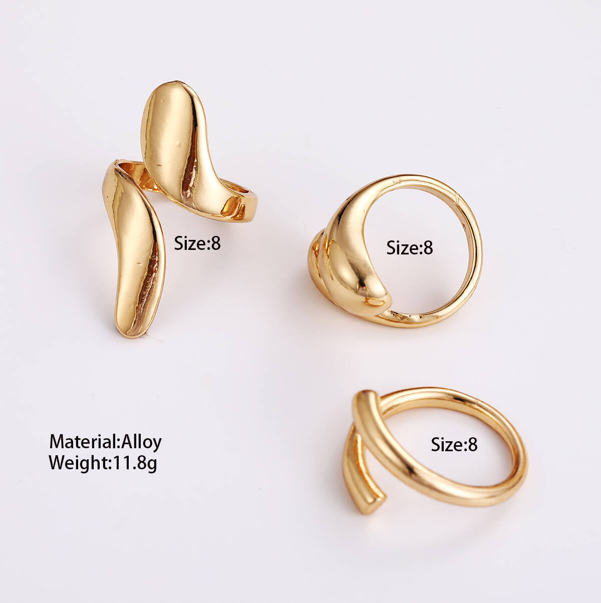 Geometric Waterdrop Ring Set