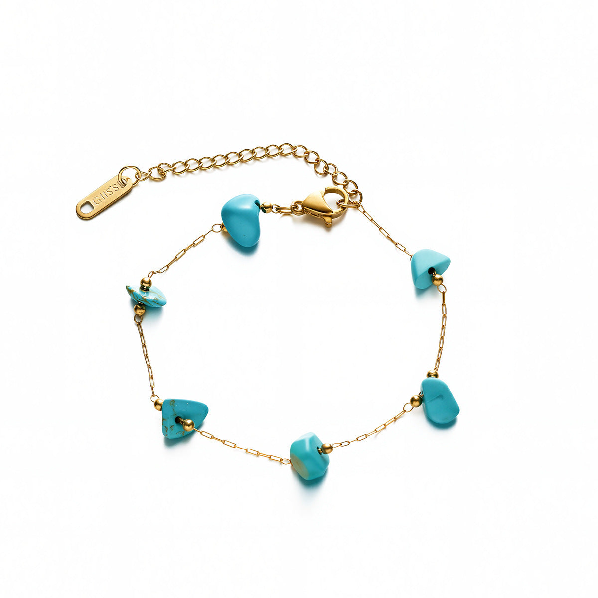 Women's Turquoise 18K Gold-Plated Titanium Steel Bracelet — Ethnic Style