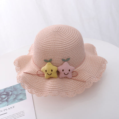 Hat Summer Girls' Straw Bag Set Sun Protection UV Beach Hat