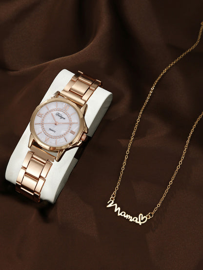 Quartz Watch Rhinestone Alloy Peacock Jewelry Set