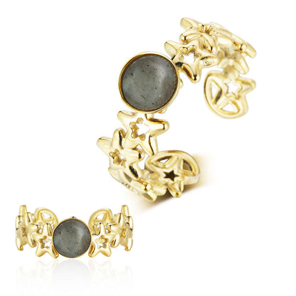 Dripping star love peach heart titanium steel ring