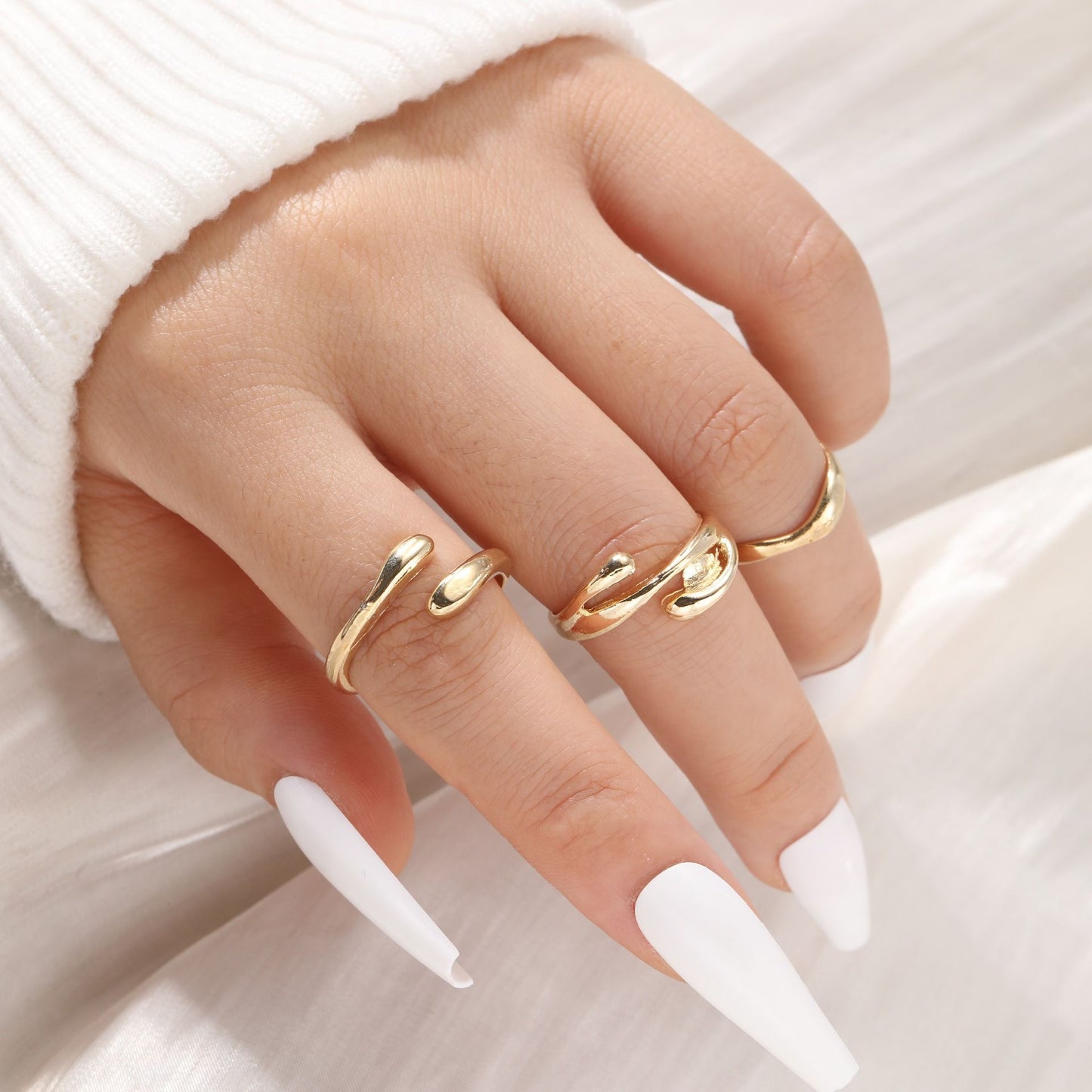 Irregular Smooth Ring Set (4-Piece)