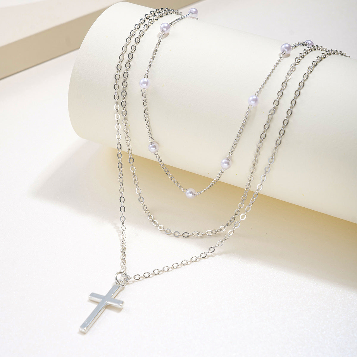 Pearl Cross Necklace Set