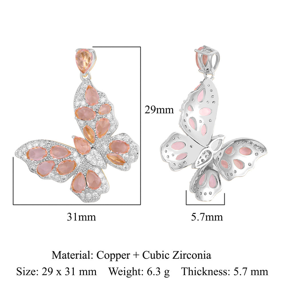 Copper zircon pendant water drop oval square