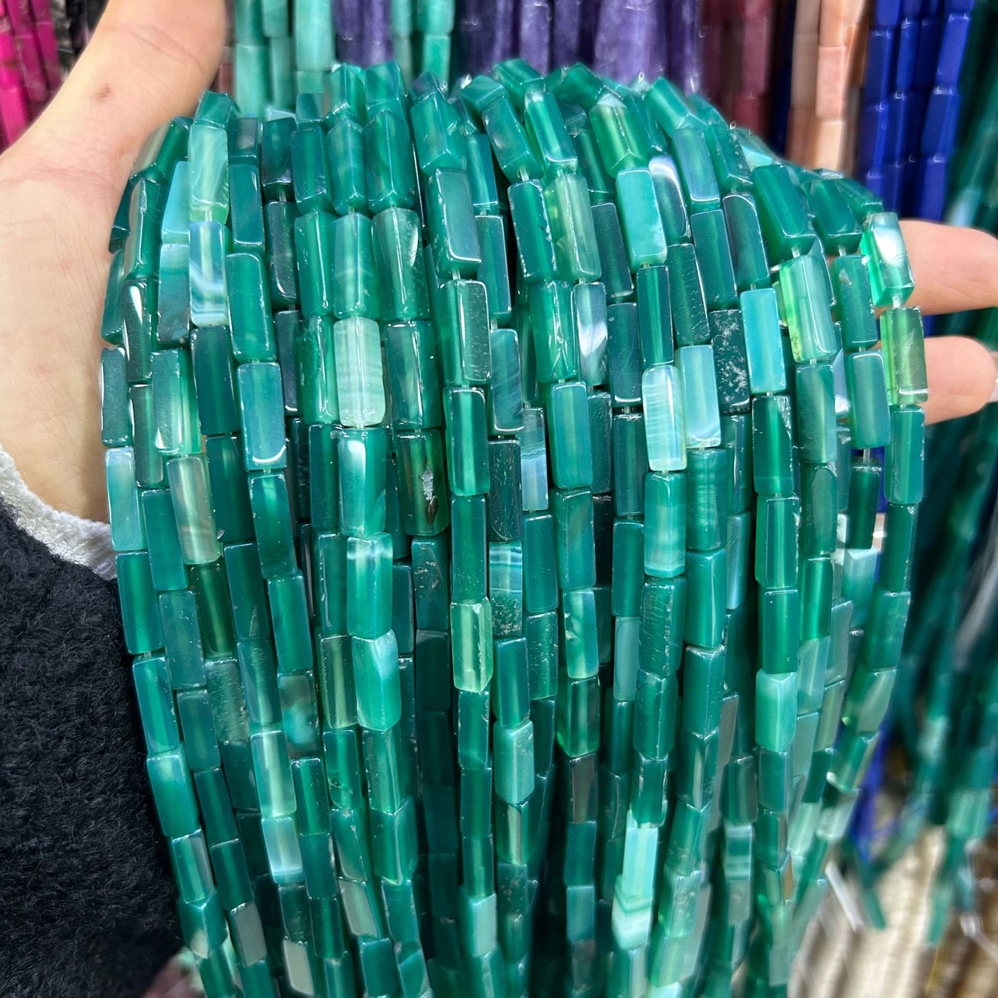 4*13mm long crystal agate cube special shaped beads