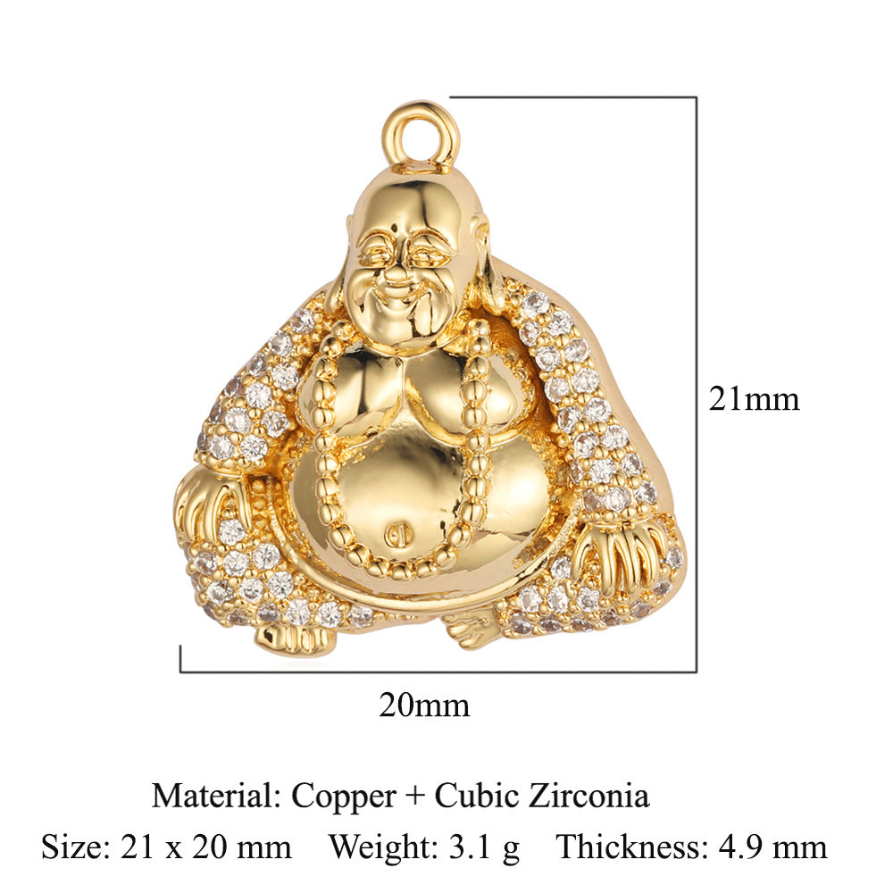 Colgante de cobre y circonita con forma de oso de ojo del diablo 