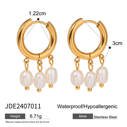 Stainless steel pearl earrings