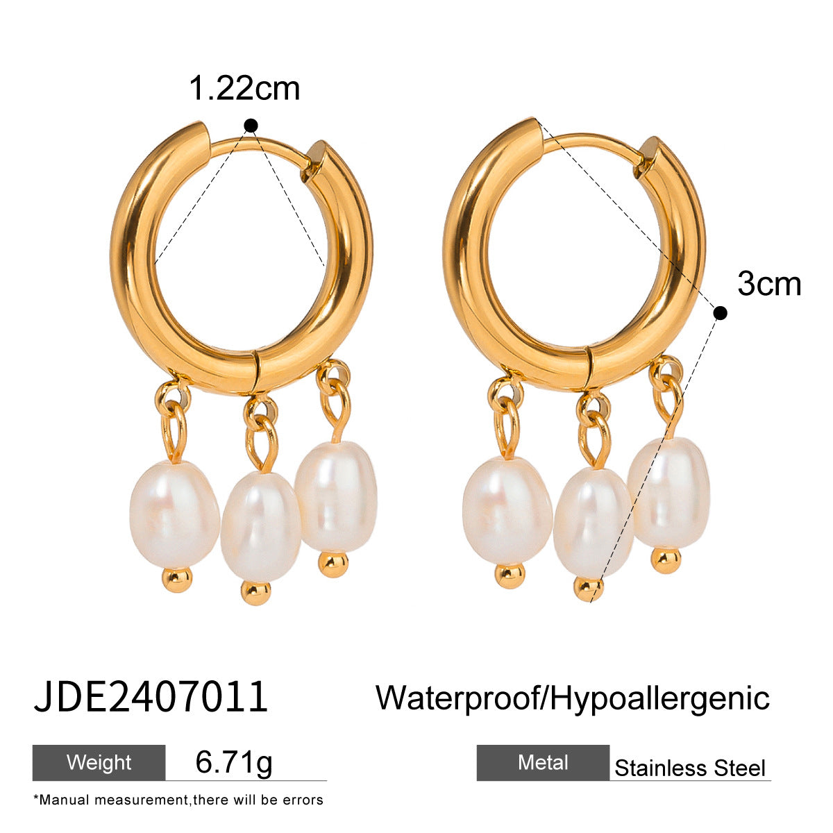 Stainless steel pearl earrings