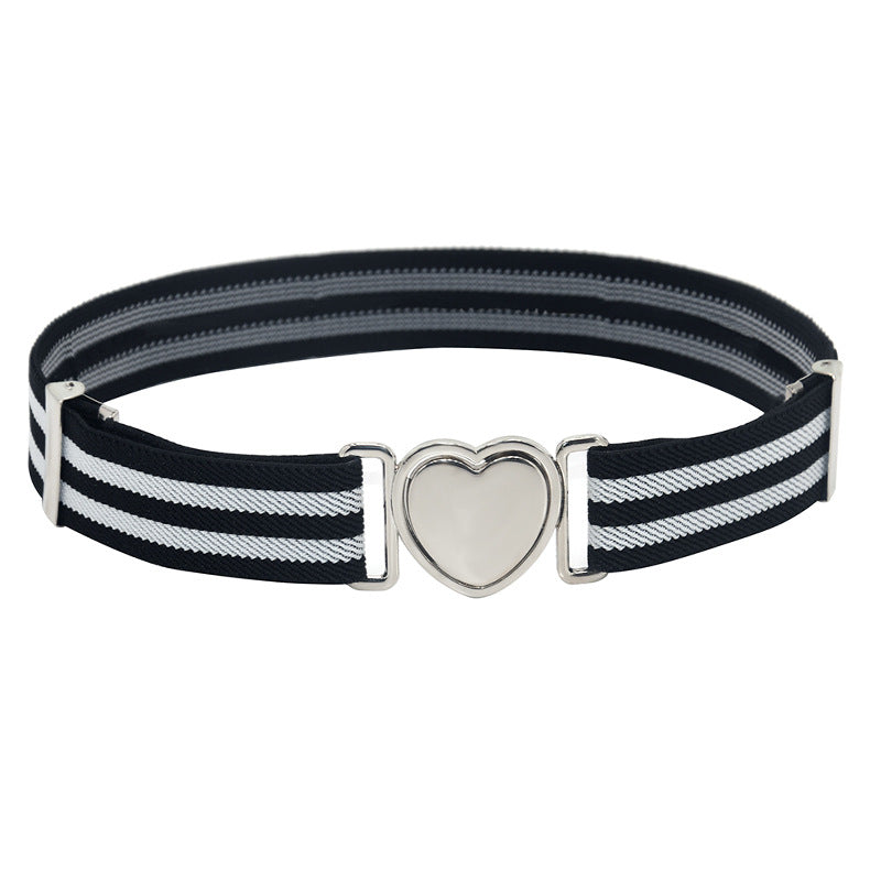 Silver Heart Buckle Adjustable Kids Belt