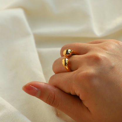 Anillo de acero inoxidable chapado en oro pulido 