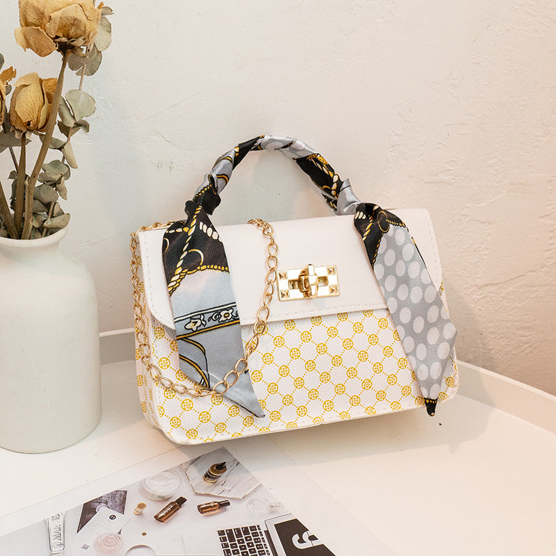 Printed small square bag chain messenger bag