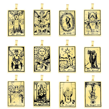 5 pcs/pack, gold tarot titanium steel pendant.