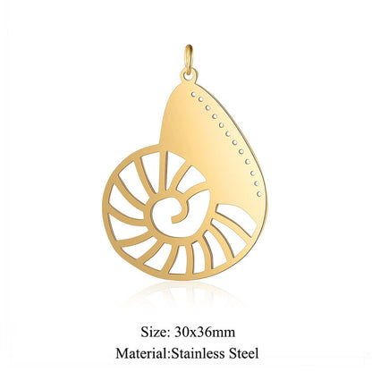 5 pcs/titanium steel large pendant flower diamond conch