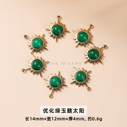 Dongling jade turquoise inlaid stainless steel fan pendant