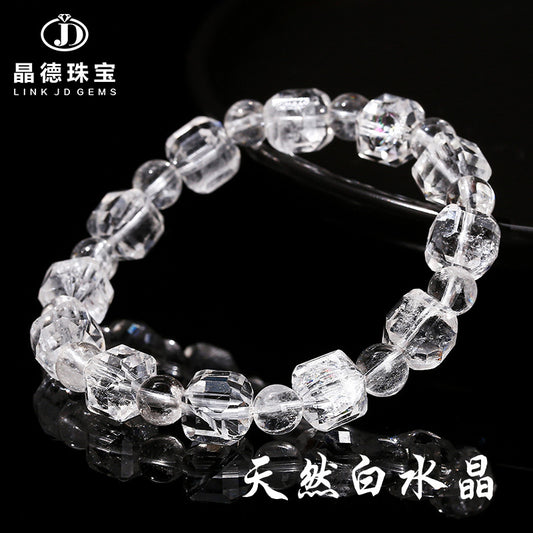 8Mm Natural White Crystal Sugar Cube Bracelet