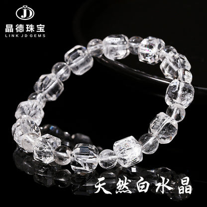 8Mm Natural White Crystal Sugar Cube Bracelet