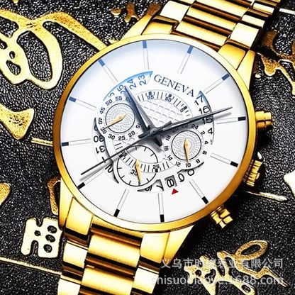 Geneva Three-Eye Mens Watch Steel Band Business