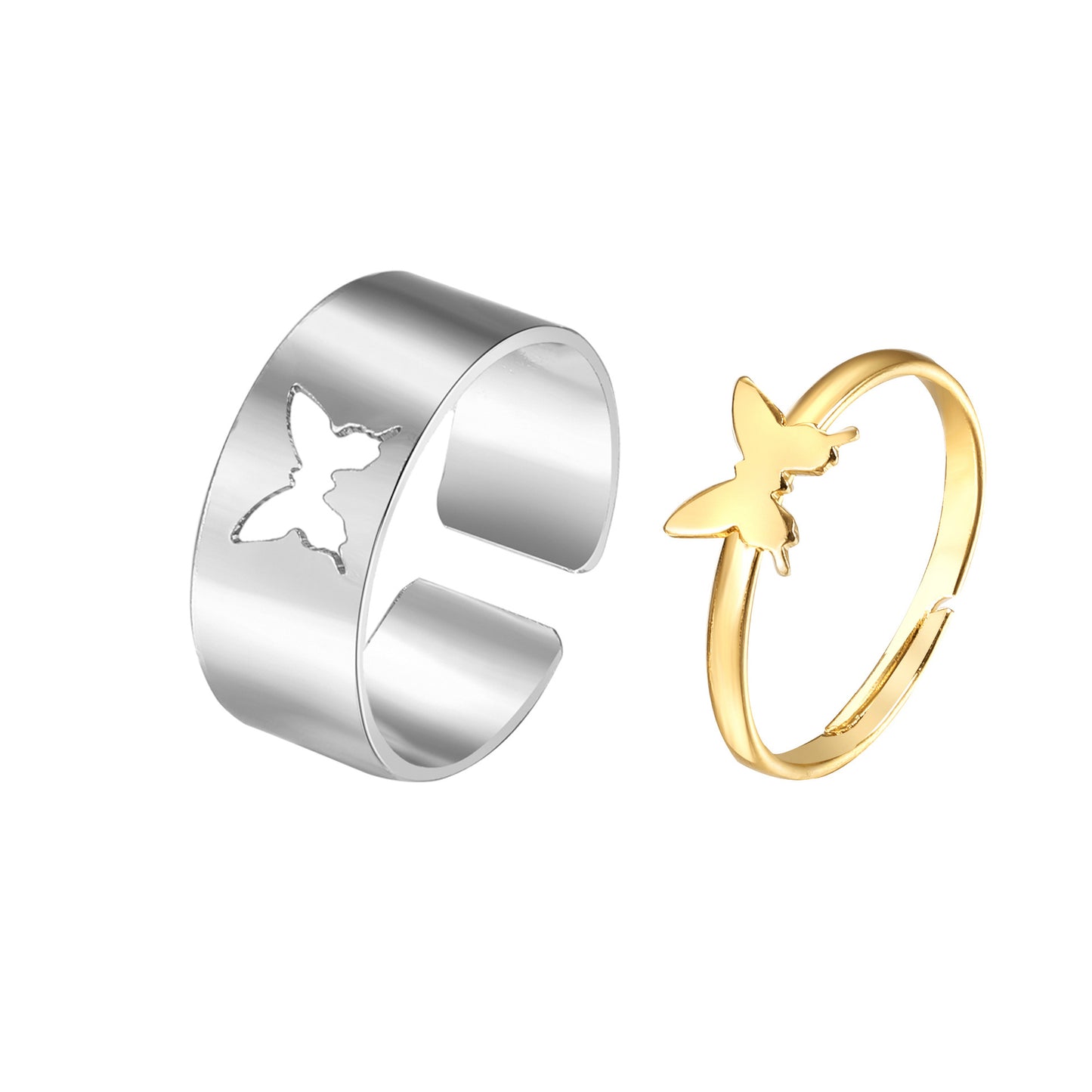 Butterfly Punk Couple Rings (2-Piece Set)