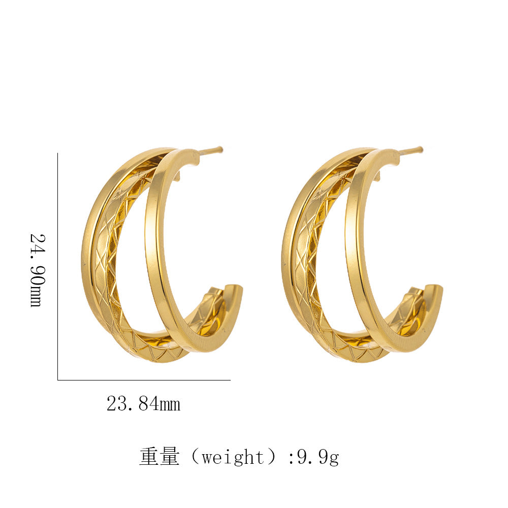 Women's 18K Gold Titanium Steel Geometric Hollow Spiral Bracelet