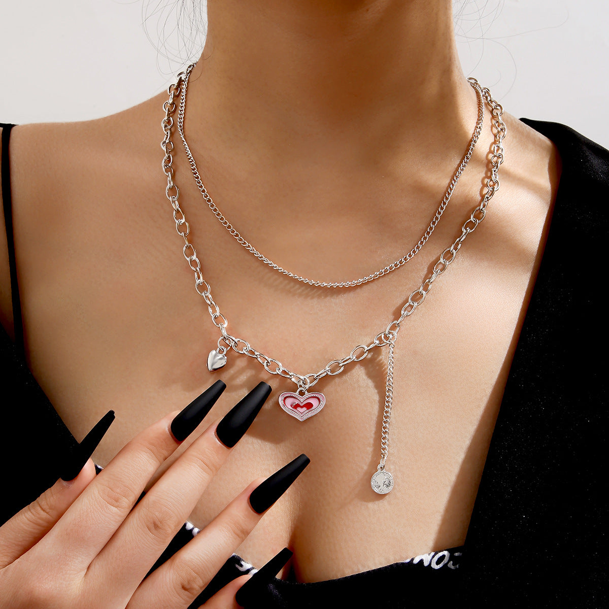 Pink oil drop love necklace wholesale