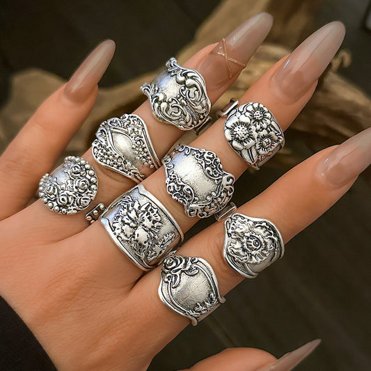 Anillo abierto con estampado de café con leche vintage 