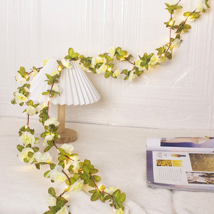 Artificial rose vine decorative copper wire lamp