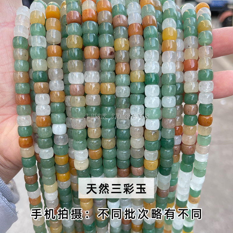 8/10Mm natural green Dongling jade old-shaped beads loose beads