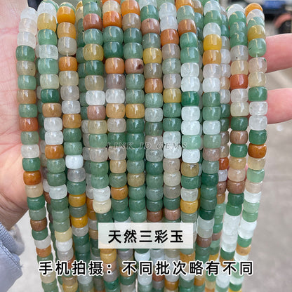 8/10Mm natural green Dongling jade old-shaped beads loose beads