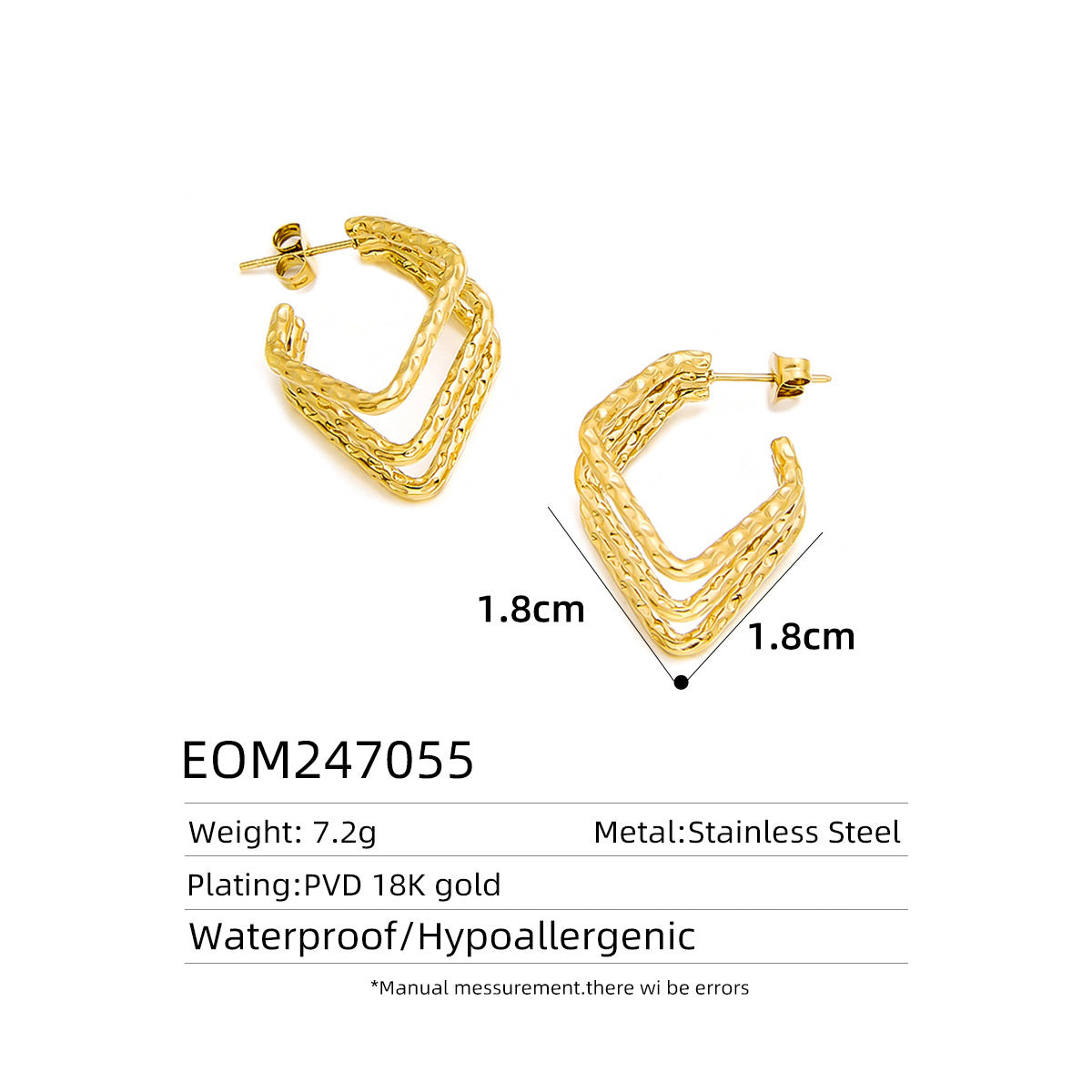 18K Gold Titanium Steel Stud Earrings