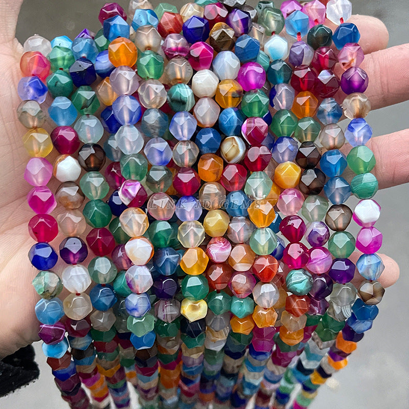 8Mm Candy Color Agate Cut Diamond Beads Loose Beads