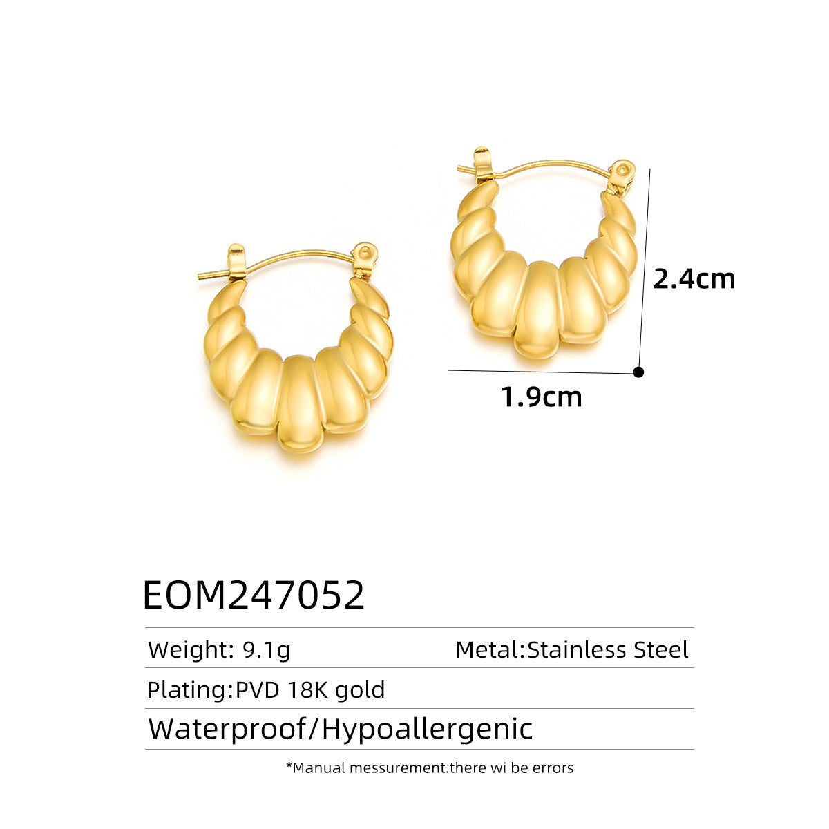 18K Gold Titanium Steel Hollow Geometric Statement Earrings