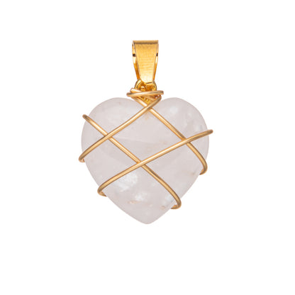 Crystal Agate Gemstone Silk Heart Pendant