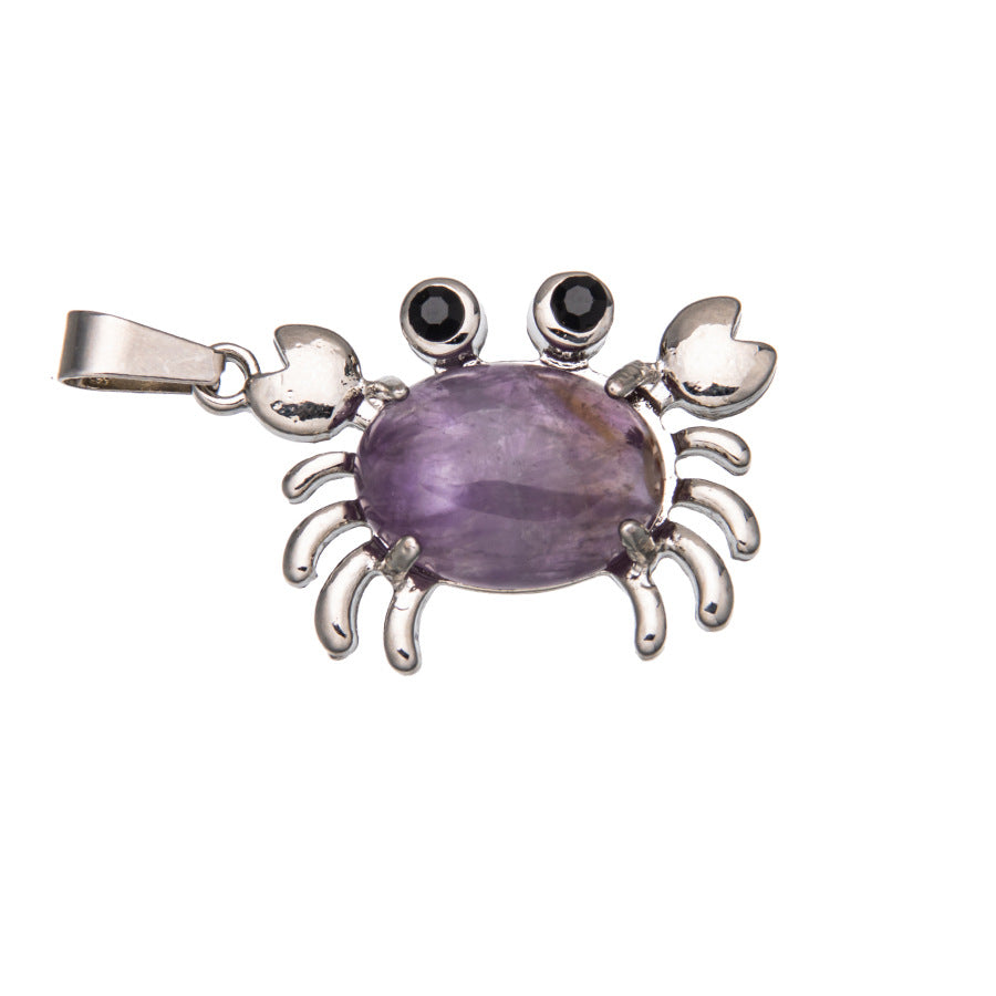 Colgante de cristal ovalado de ágata de cangrejo 