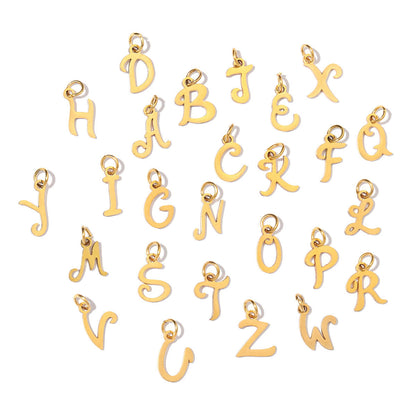 20 pcs/pack gold English letter titanium steel DIY pendant