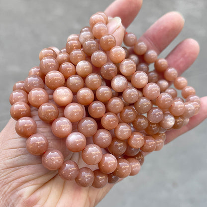 Pulsera de cuentas redondas de piedra solar natural de grado A 