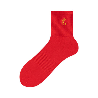 Calcetines de longitud media con el zodíaco rojo 