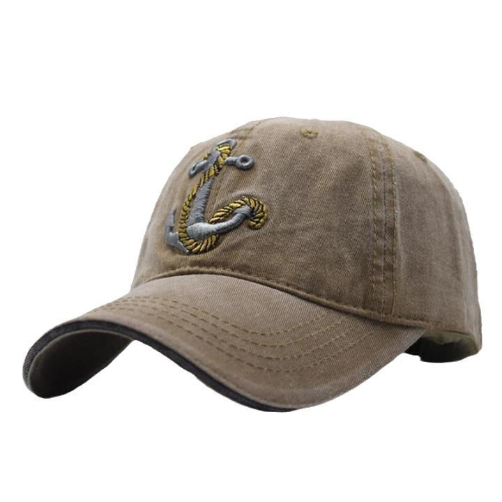 Gorra con bordado de ancla en la parte superior suave lavada 