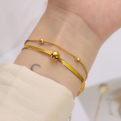 Double-layer gold bead bead necklace