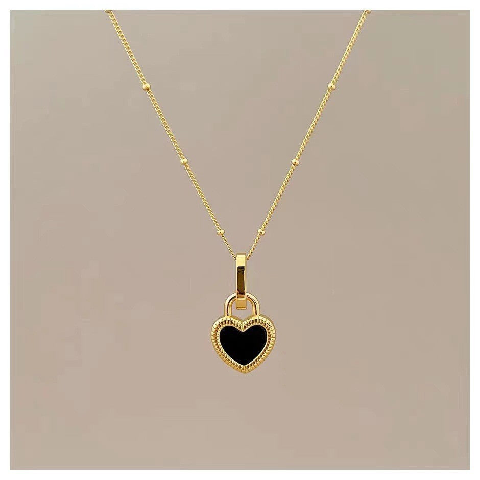 Collar vintage de corazón de melocotón de acero inoxidable, estilo Ins 