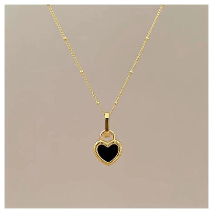 Collar vintage de corazón de melocotón de acero inoxidable, estilo Ins 